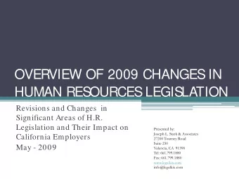 OVERVIEW OF 2009 CHANGES IN  HUMAN RESOURCES LEGISLATION  Revisions and Changes  in  Significant
