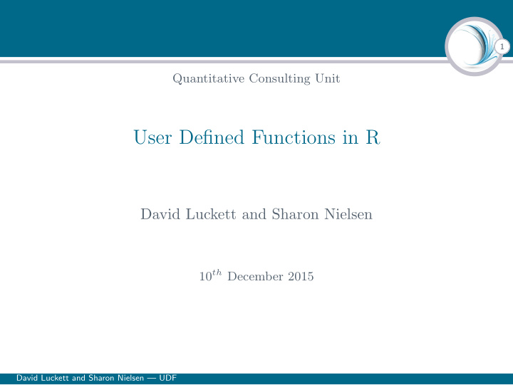 user defined functions in r