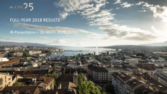 FULL-YEAR 2018 RESULTS IR-Presentation  28 March 2019  Disclaimer  This communication contains