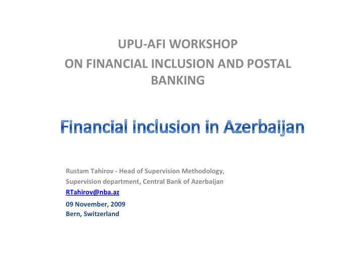 upu afi workshop on financial inclusion and postal banking