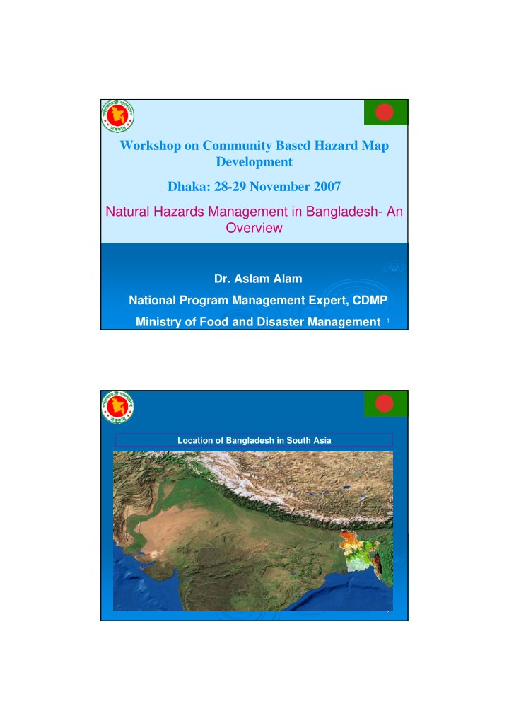 workshop on community based hazard map development dhaka