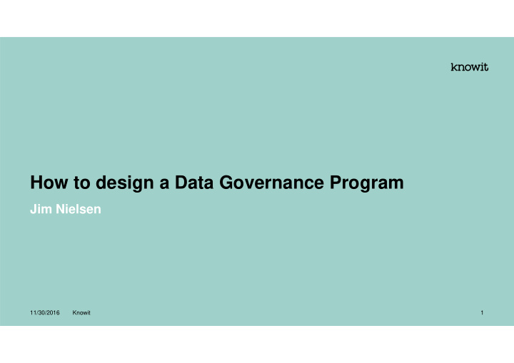 how to design a data governance program