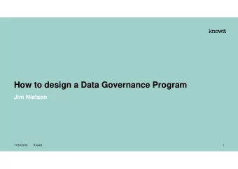 How to design a Data Governance Program  Jim Nielsen  11/30/2016  Knowit  1  4 cold from the beer
