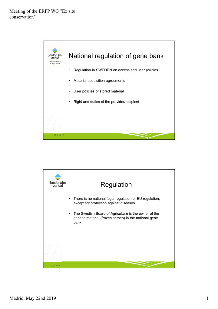 national regulation of gene bank