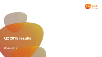 Q2 2015 results  29 July 2015  Cautionary statement regarding forward-looking  statements This