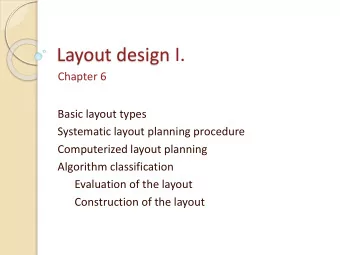 Layout design I.  Chapter 6  Basic layout types  Systematic layout planning procedure  Computerized