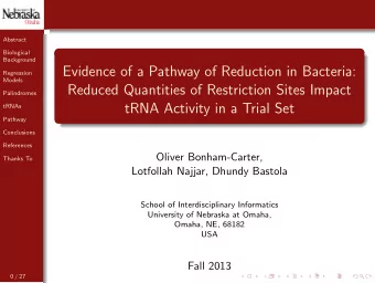 Evidence of a Pathway of Reduction in Bacteria:  Regression  Models  Reduced Quantities of