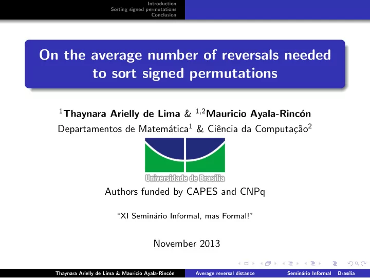 on the average number of reversals needed to sort signed