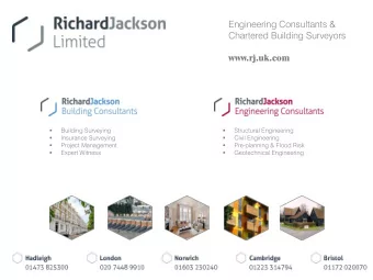 Engineering Consultants &amp;  Chartered Building Surveyors  www.rj.uk.com  Building Surveying