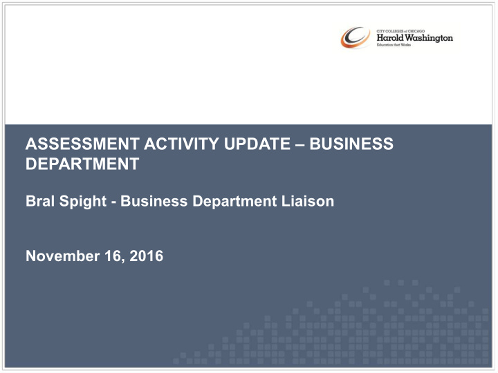 assessment activity update business department