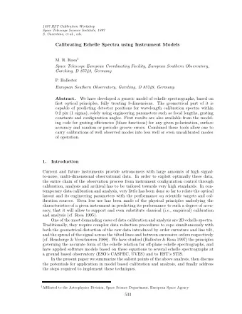 Calibrating Echelle Spectra using Instrument Models M. R. Rosa 1  Space Telescope European
