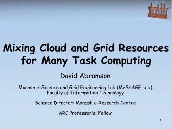 Mixing Cloud and Grid Resources for Many Task Computing  David Abramson  Monash e-Science and Grid