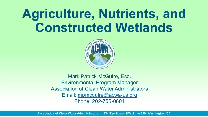 agriculture nutrients and constructed wetlands