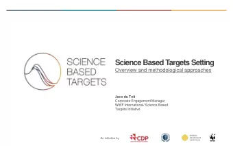 Science Based Targets Setting  Overview and methodological approaches  Jaco du Toit  Corporate