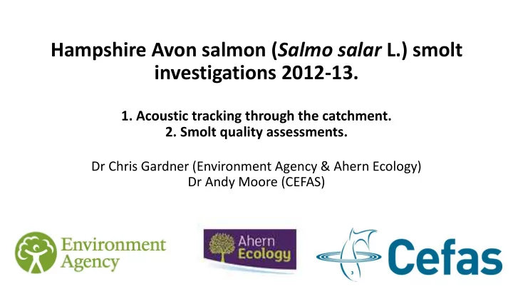 hampshire avon salmon salmo salar l smolt