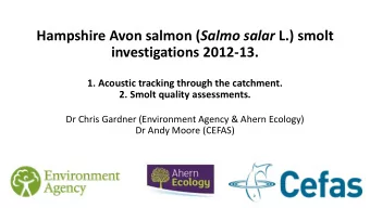 Hampshire Avon salmon ( Salmo salar L.) smolt  investigations 2012-13.  1. Acoustic tracking