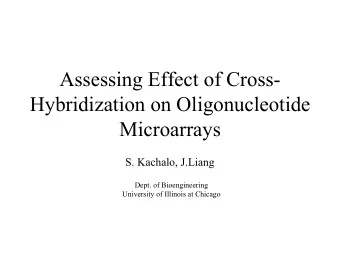 Assessing Effect of Cross-  Hybridization on Oligonucleotide  Microarrays  S. Kachalo, J.Liang