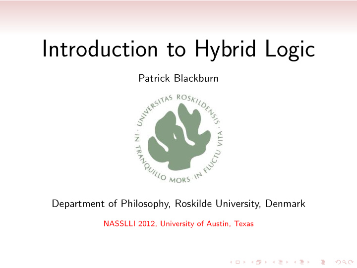 introduction to hybrid logic