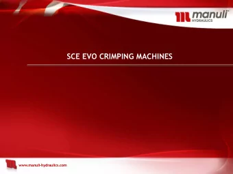 SCE EVO CRIMPING MACHINES  www.manuli-hydraulics.com  Control panels  EVO and adjustable crimpers