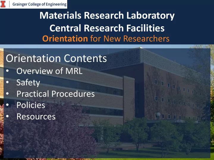 orientation contents