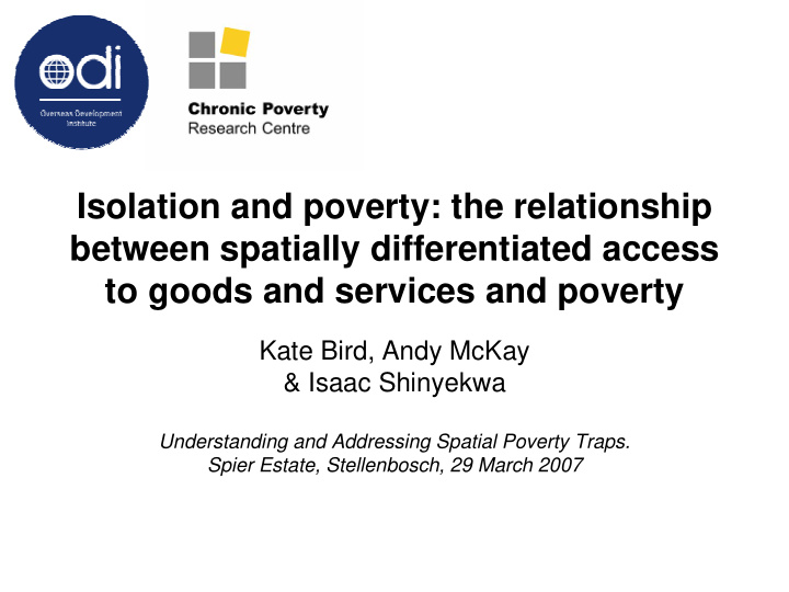 isolation and poverty the relationship between spatially