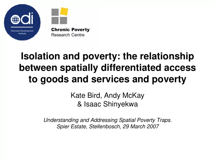 isolation and poverty the relationship between spatially