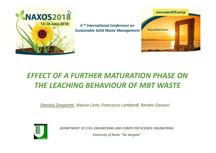 effect of a further maturation phase on the leaching