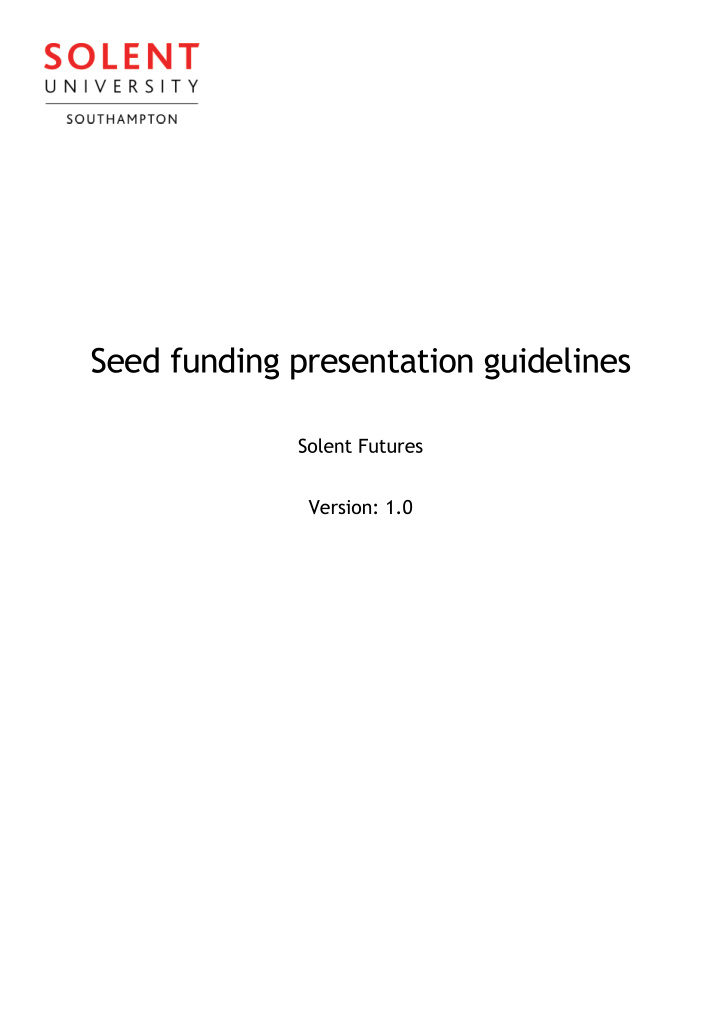 seed funding presentation guidelines