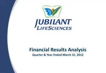 Financial Results Analysis  Quarter &amp; Year Ended March 31, 2012  Disclaimer  Statements in this