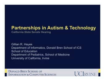 Partnerships in Autism &amp; Technology  California State Senate Hearing  Gillian R. Hayes
