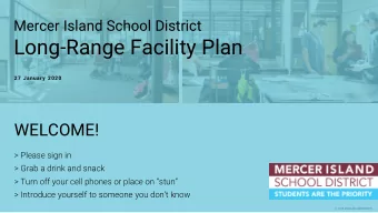 Long-Range Facility Plan  27 January 2020  WELCOME!  &gt; Please sign in  &gt; Grab a drink and