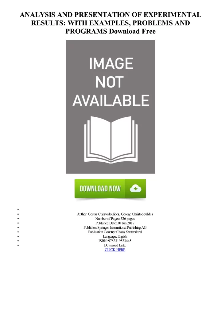 analysis and presentation of experimental results with