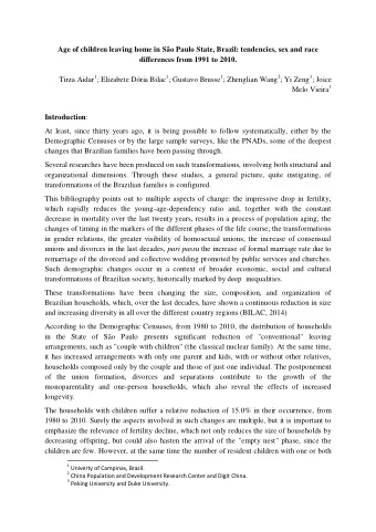 Age of children leaving home in So Paulo State, Brazil: tendencies, sex and race  differences
