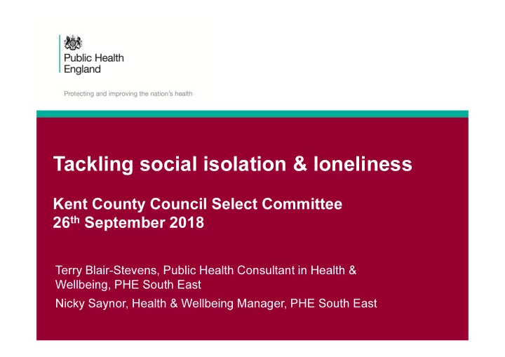 tackling social isolation loneliness