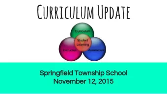 Curriculum Update  Springfield Township School  November 12, 2015  Overview    21st Century Life