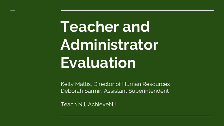 teacher and administrator evaluation