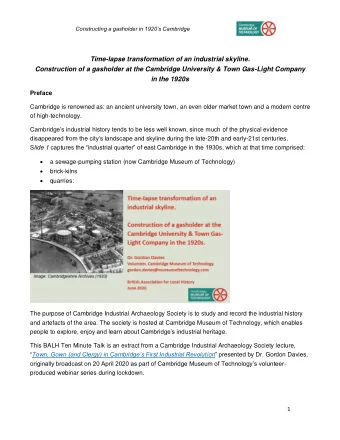 in the 1920s Preface  Cambridge is renowned as: an ancient university town, an even older market