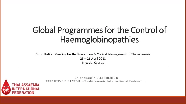 haemoglobinopathies