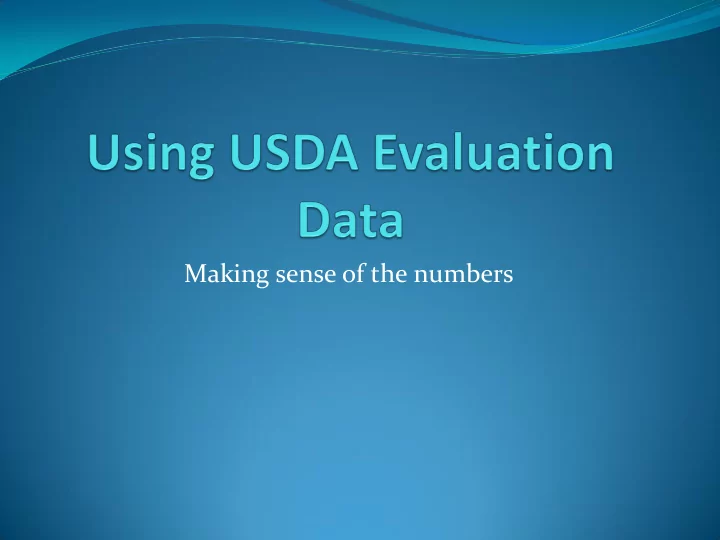 making sense of the numbers agenda