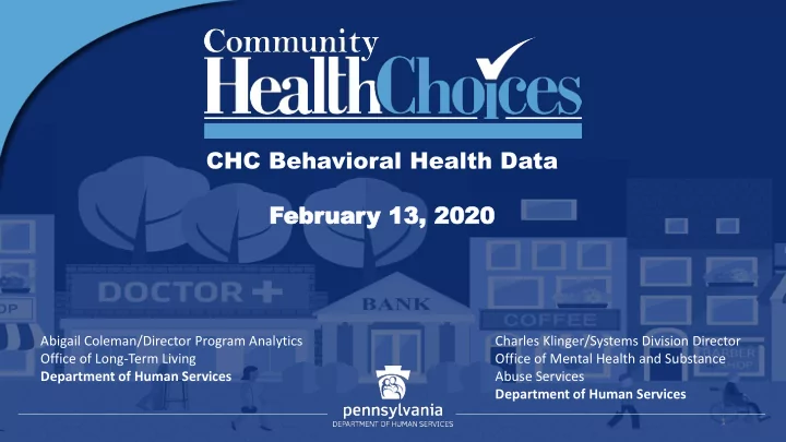 chc behavioral health data febr brua uary y 13 13 20 2020