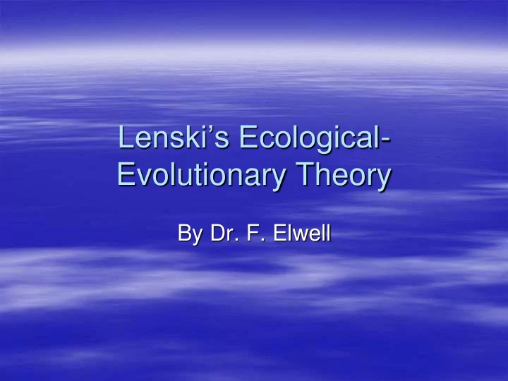 evolutionary theory
