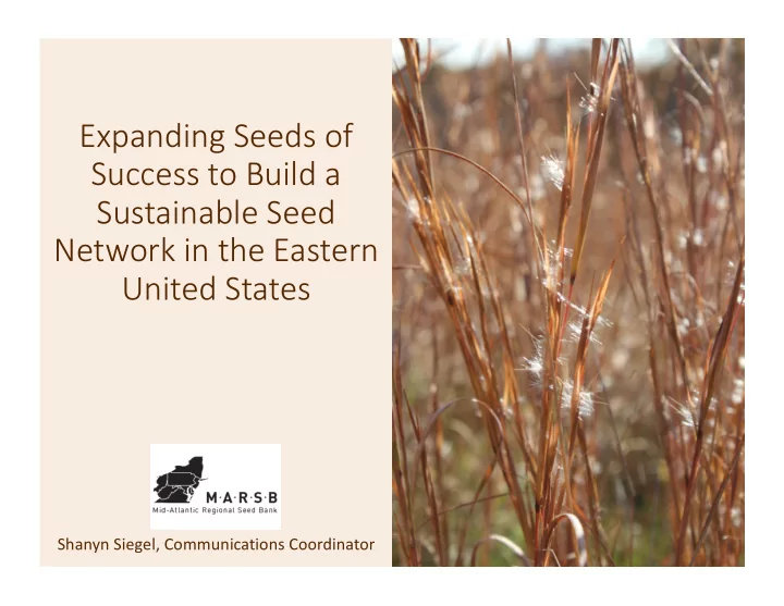expanding seeds of success to build a sustainable seed