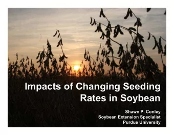 Impacts of Changing Seeding  Impacts of Changing Seeding  Rates in Soybean  Rates in Soybean  Shawn