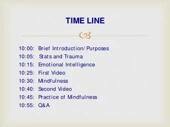 10:00:  Brief Introduction/ Purposes  10:05:  S  tats and Trauma  10:15:  Emotional