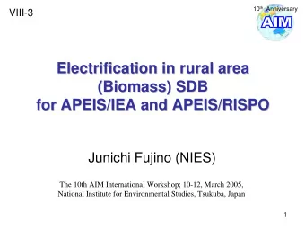 Electrification in rural area  lectrification in rural area  E  (Biomass  Biomass) SDB  ) SDB  (