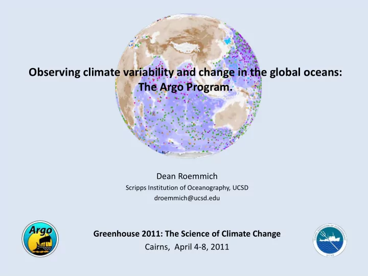 observing climate variability and change in the global