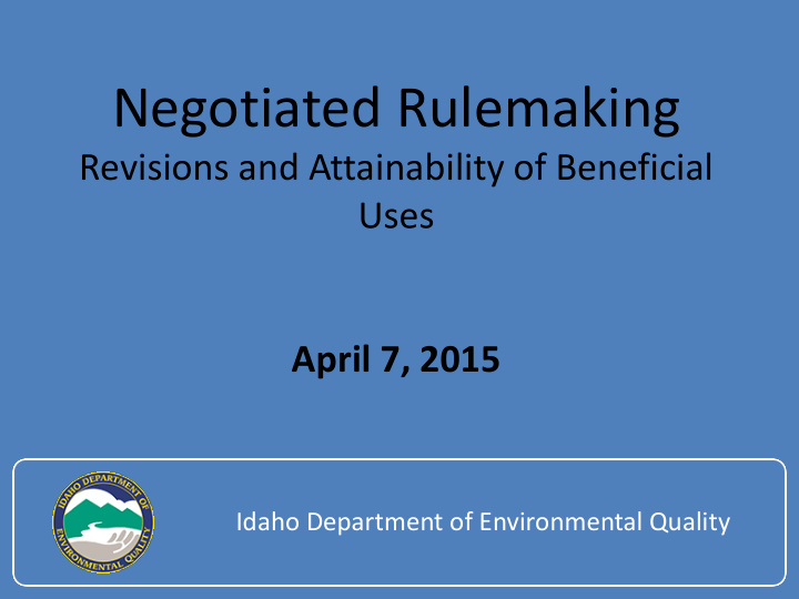 negotiated rulemaking