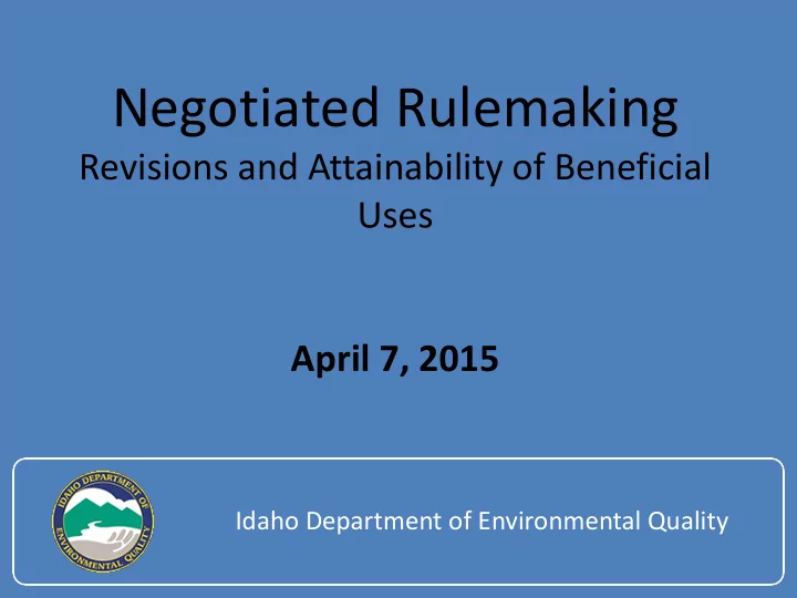 negotiated rulemaking