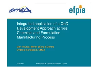 Integrated application of a QbD  Development Approach across  Chemical and Formulation