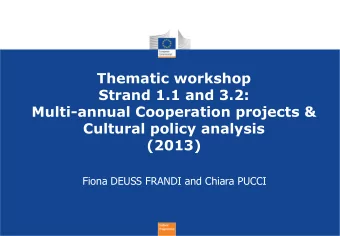 Multi-annual Cooperation projects &amp;  Cultural policy analysis  (2013)  Fiona DEUSS FRANDI and